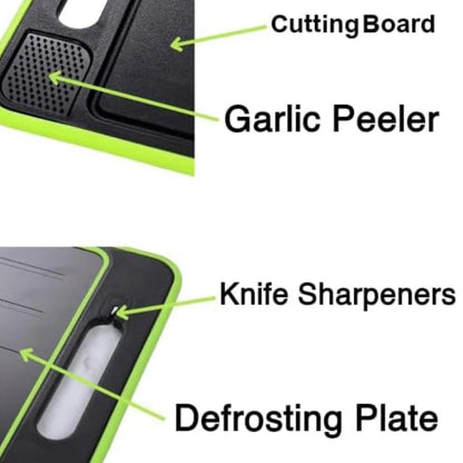 4 in 1 Defrosting Board Tray Miracle Melt Double as Cutting Board with Grater, Sharpener,Double Sided Chopping Board Thaw Meat