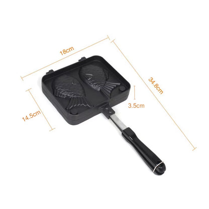 Kitchen Japanese Taiyaki Double Fish Shaped Hot Dessert Waffle Cake Maker Pan Japanese Pancake Double Pan Fry Pan Waffle Molds